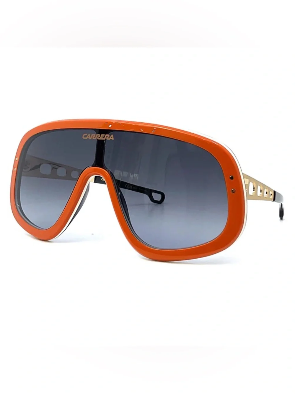 New Carrera Flaglab 17 C3E9O Oversized Shield Sunglasses in Orange, Authentic - Picture 1 of 12
